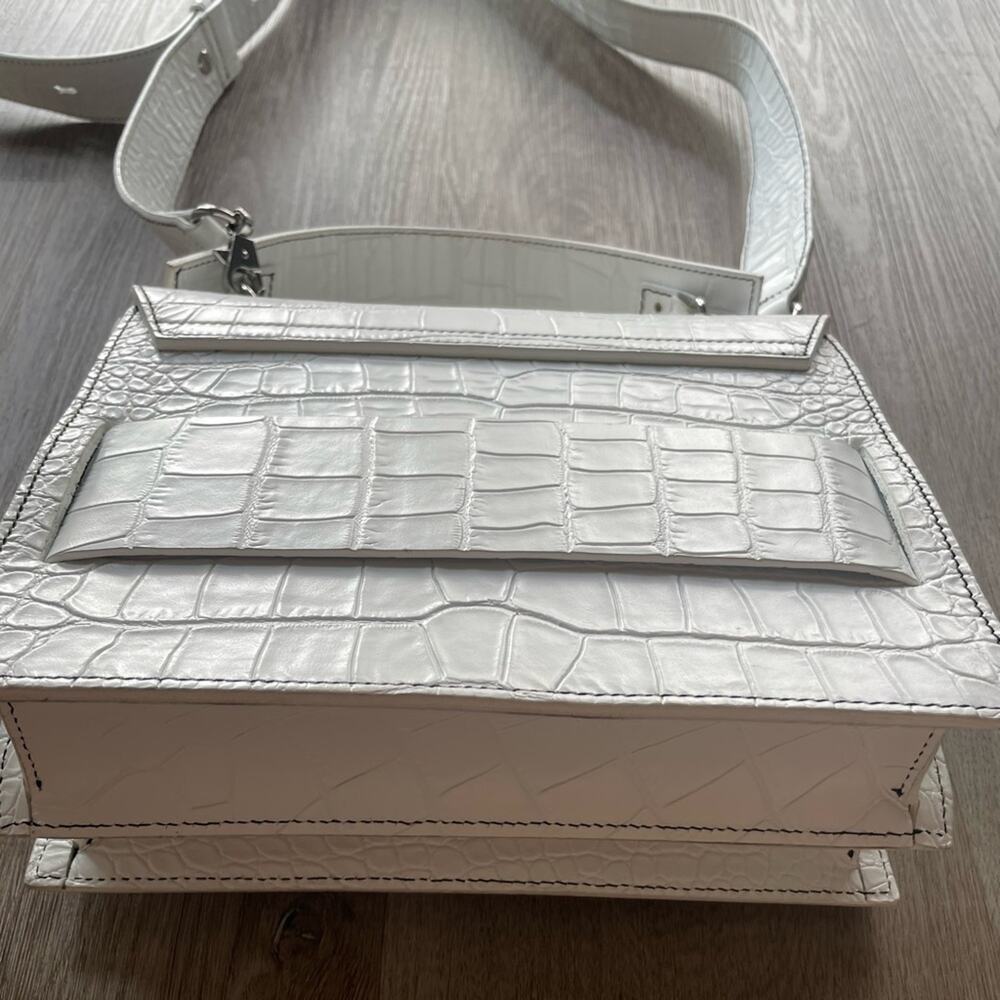 salar gigi white croc embossed leather crossbody shoulder bag purse handbag - Picture 3 of 8